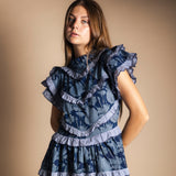 Vestido Lomba Flores Azul Vest53-The Nook Store