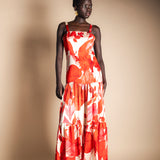Vestido Tula Blanco Hojas Rojas Vest54
