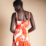 Vestido Tula Blanco Hojas Rojas Vest54