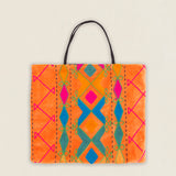 Bolso Shopper Terciopelo Bordado Ethnic Coral