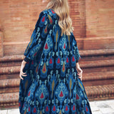 Chaqueta Terciopelo Bordado Ikat Verde Agua