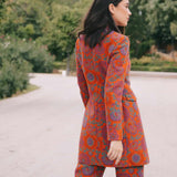 Chaqueta Corinna Larga Naranja Flores