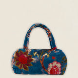 BOLT15 Bolso Terciopelo Azul Flores