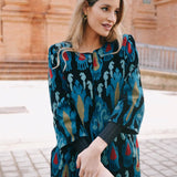 Chaqueta Terciopelo Bordado Ikat Verde Agua