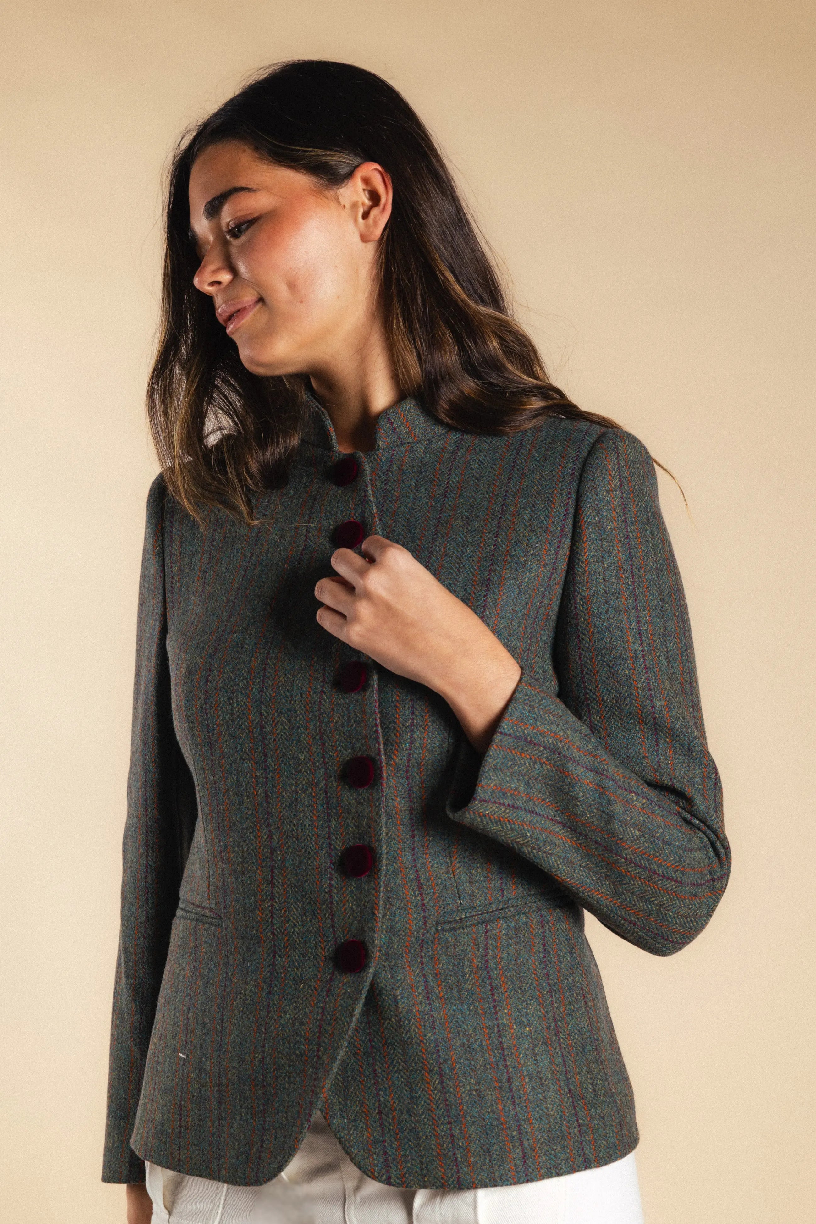 Chaqueta Emily Verde Plomo Rayas Naranjas y Burdeos CHQ35 thenookstore-new