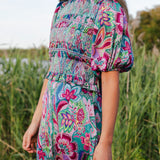 Vestido Lucia Verde Agua Flores Vest17-The Nook Store