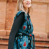 Chaleco Terciopelo Bordado Ikat Verde Agua