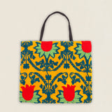 Bolso Shopper Terciopelo Bordado Ethnic Mostaza