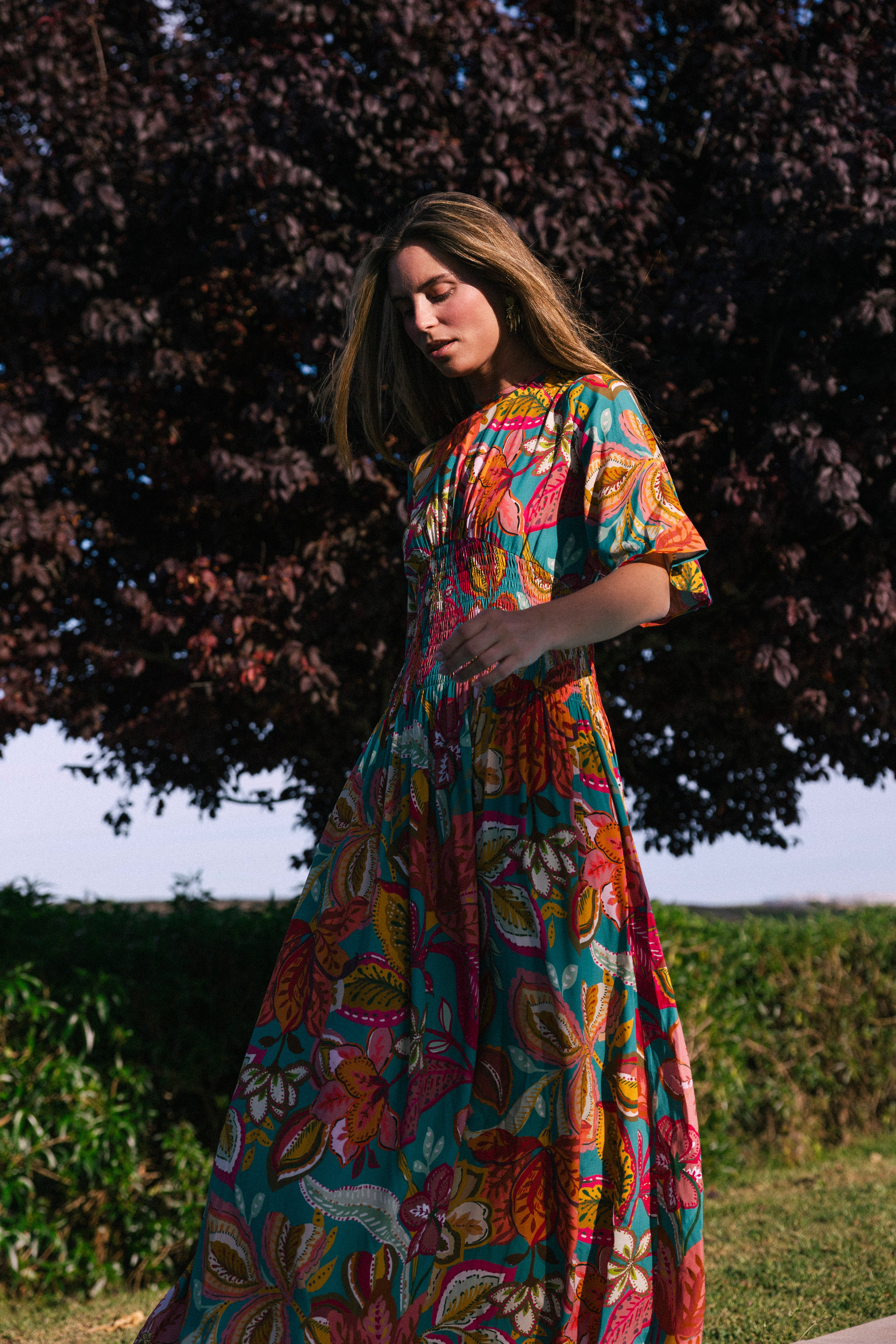 Vestido Sabrina Verde Agua Flores Vest21-The Nook Store