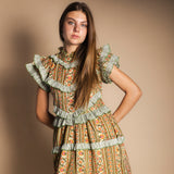 Vestido Lomba Vainilla Rayas y Flores Vest44-The Nook Store