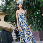 Vestido Tula Crudo Flores Azules y Mostaza Vest14-The Nook Store