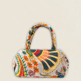 BOLT24 Bolso Terciopelo Celeste Flores