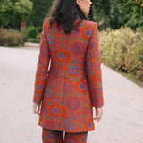 Chaqueta Corinna Larga Naranja Flores