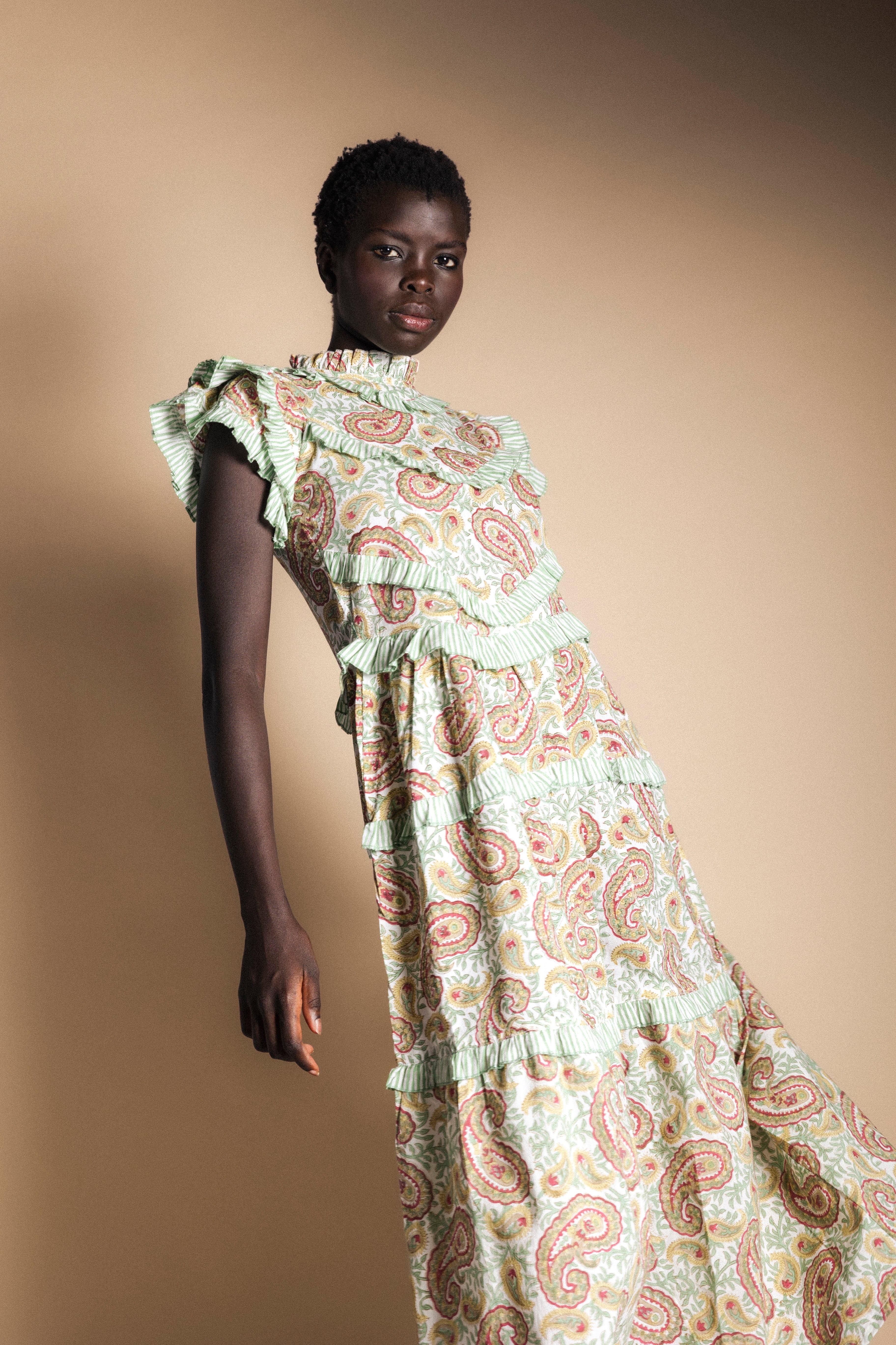Vestido Lomba Crudo Flores Vest43-The Nook Store