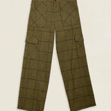 Pantalón Cargo Verde Kaki Cuadros Marino