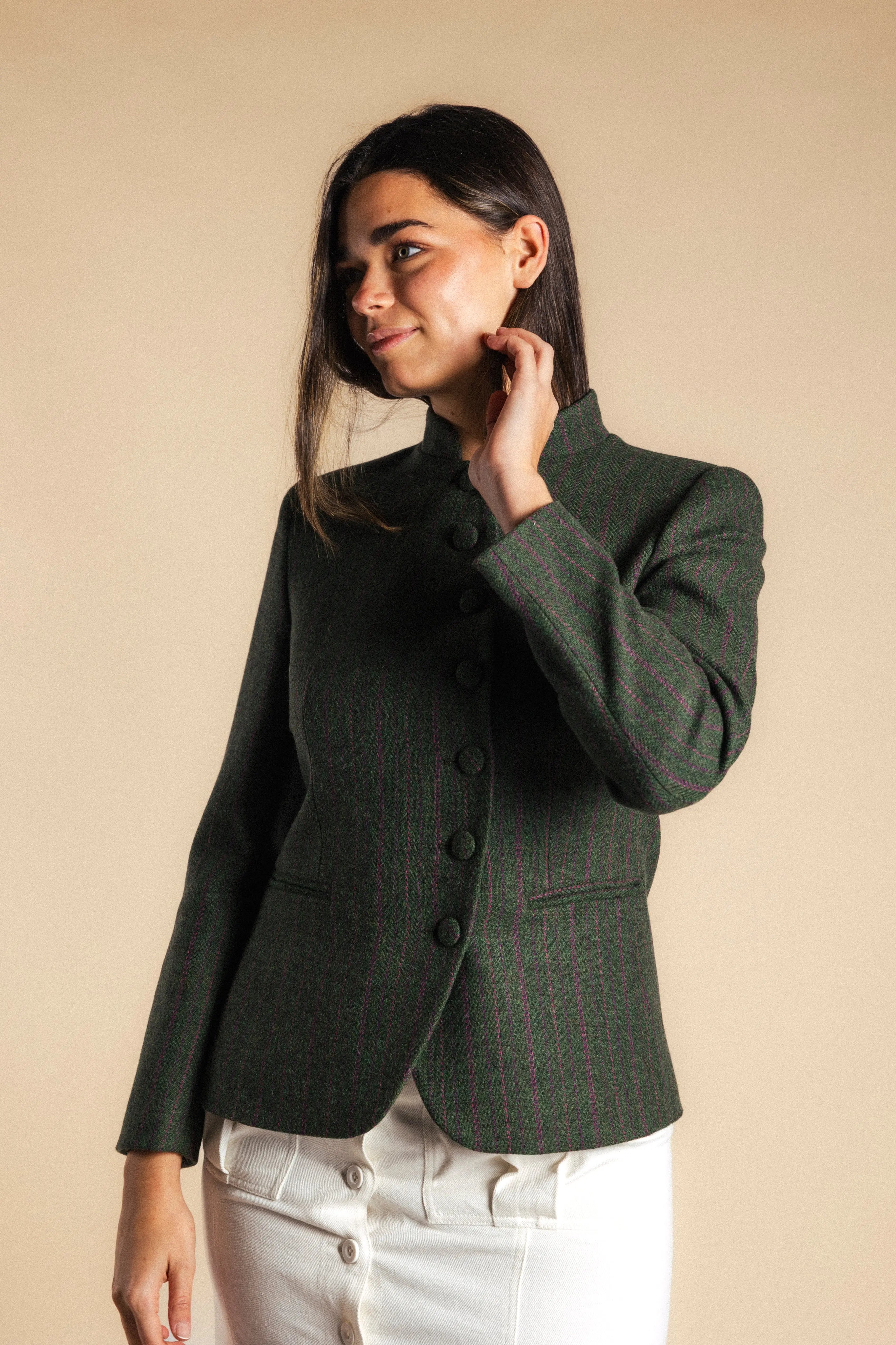 Chaqueta Emily Verde Kaki Rayas Malvas CHQ32 thenookstore-new