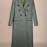 Abrigo Jimena Verde Plomo Rayas Naranjas y Burdeos AB19