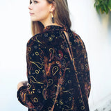 Vestido Alice Velvet Negro Flores