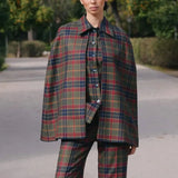 Chaleco con Capa Carlota Cuadros Verde y Burdeos CAP05