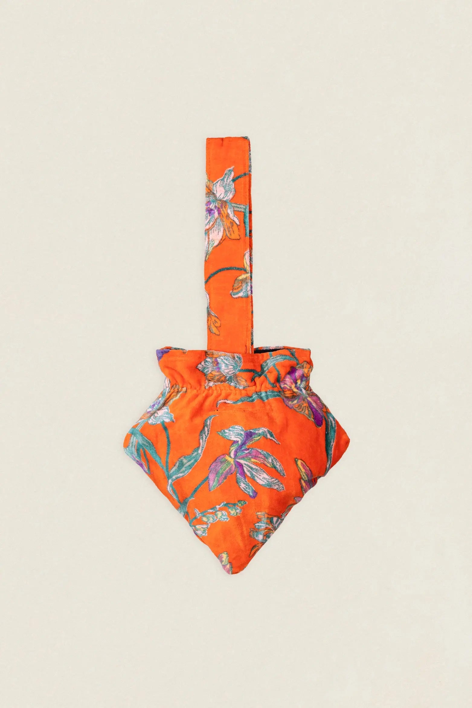 BTA14 Bolso Triángulo Asa Naranja Flores The Nook Store