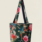 Bolso Cuadrado Verde Oscuro Flores BC11 The Nook Store
