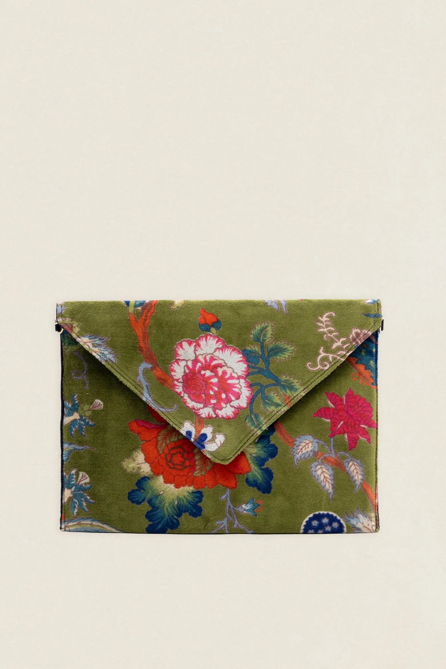 Cartera de Mano 56 Verde Kaki Flores The Nook Store