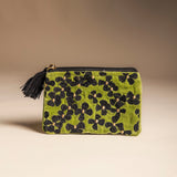 Monedero Terciopelo Verde Flores Negras MON04