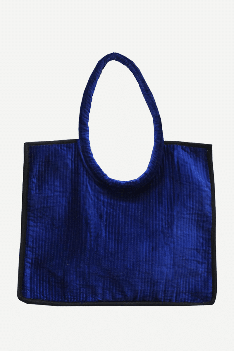 Bolso Shopper Terciopelo Azul Eléctrico