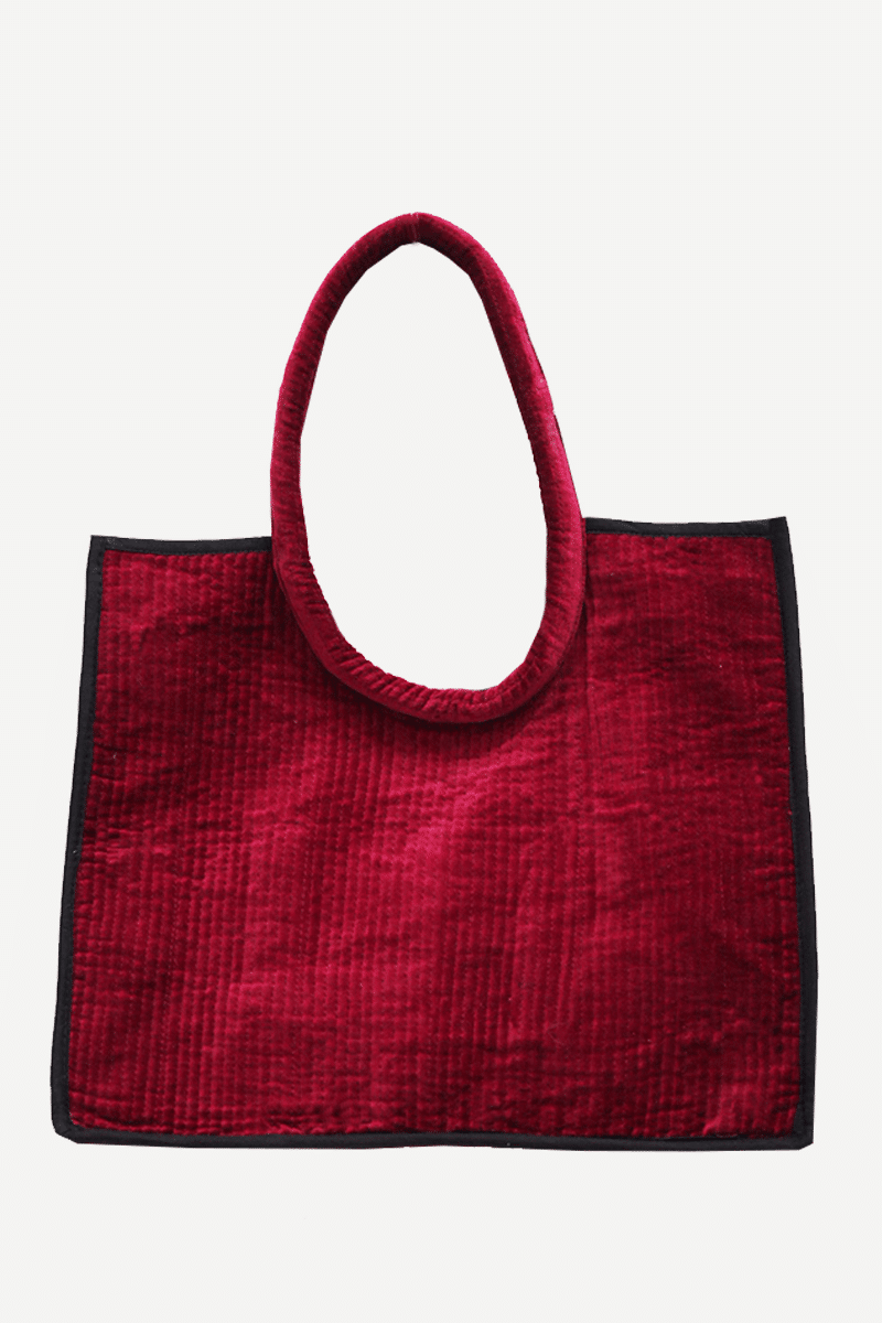 Bolso Shopper Terciopelo Burdeos