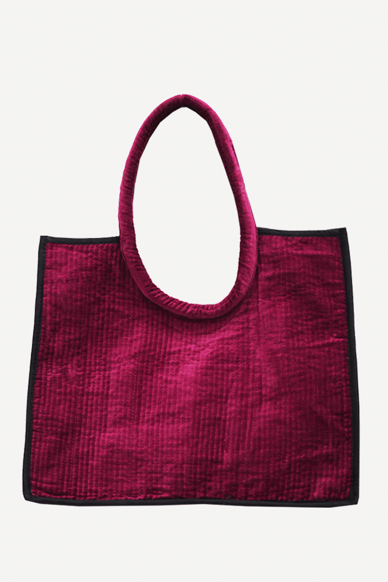 Bolso Shopper Terciopelo Fucsia