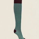 Calcetin caña alta L76 bicolor Verde campo - Burdeos