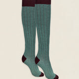 Calcetin caña alta L76 bicolor Verde campo - Burdeos