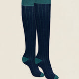 Calcetin caña alta L03 Azul marino - Verde