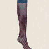 Calcetin purpurina caña alta PCAR06 rayas Vino - Tostado