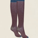 Calcetin purpurina caña alta PCAR06 rayas Vino - Tostado