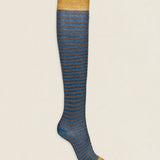 Calcetin purpurina caña alta PCAR12 rayas Tostado - Petróleo