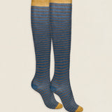 Calcetin purpurina caña alta PCAR12 rayas Tostado - Petróleo