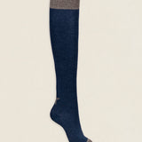 Calcetin purpurina Estrella caña larga PEL04 Marino - Tostado