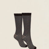 Calcetin purpurina caña corta PCCR04 rayas Antracita - Tostado