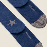 Calcetin purpurina Estrella caña larga PEL04 Marino - Tostado