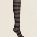 Calcetin caña alta R28 Rayas Marrón Loden - Tostado