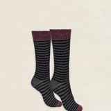 Calcetin purpurina caña corta PCCR01 rayas Negro - Antracita