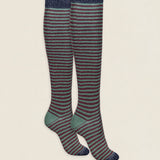 Calcetin purpurina caña alta PCAR24 rayas Vino - Verde Oliva