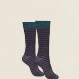 Calcetin purpurina caña corta PCCR07 Rayas Antracita - Viola