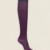 Calcetin purpurina caña alta PCAR15 rayas Antracita - Buganvilla