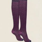 Calcetin purpurina caña alta PCAR15 rayas Antracita - Buganvilla
