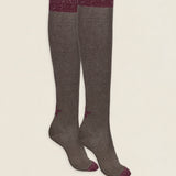 Calcetin purpurina Estrella caña larga PEL06 Tostado - Vino