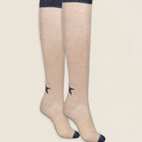 Calcetin purpurina Estrella caña larga PEL02 Crudo - Marino