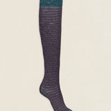 Calcetin purpurina caña alta PCAR07 rayas Viola - Antracita