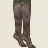 Calcetin purpurina caña alta PCAR18 rayas Tabaco - Tostado